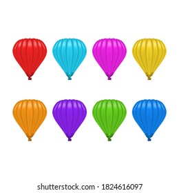 Realistic Detailed 3d Color Blank Ballon Set Travel Concept. Vector illustration of Hot Air Transport