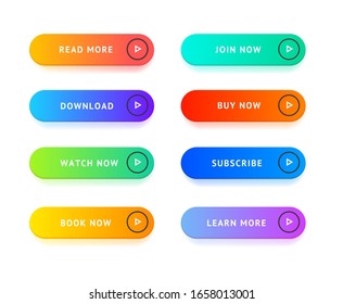 Realistic Detailed 3d Color Button Template Set with Inscriptions Include of Read More and Download. Vector illustration of Buttons