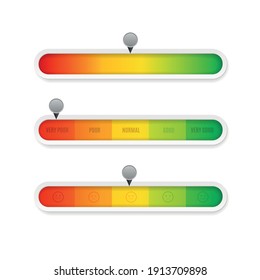 Realistic Detailed 3d Color Gradient Horizontal Level Indicator Set Symbol Measurement Progress  Vector illustration