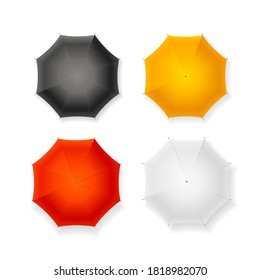 Realistic Detailed 3d Color Sun Umbrella Set Top Open View Vacation and Relaxation Concept. Vector illustration