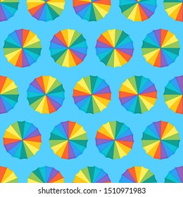 Realistic Detailed 3d Color Umbrella Seamless Pattern Background Top View Fashion Seasonal Accessory Symbol of Rain Weather. Vector illustration of Parasol