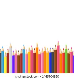 Realistic Detailed 3d Colored Pencils Row School Equipment. Vector illustration