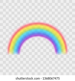 Realistic Detailed 3d Colored Rainbow on a Transparent Background Symbol of Fantasy. Vector illustration