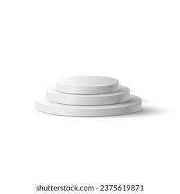 Realistic Detailed 3d Cylinder White Podium Platform Stage Product Empty Template Mockup Promotion Display. Vector illustration of Pedestal