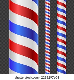 Realistic Detailed 3d Different Barber Shop Line Set on a Transparent Background. Vector illustration of Barbershop Lines