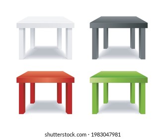 Realistic Detailed 3d Different Color Table Set. Vector