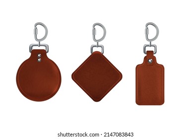 Realistic Detailed 3d Different Decorative Pendant Leather Set Isolated on a White Background. Vector illustration