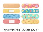 Realistic Detailed 3d Different Kid Aid Band Plaster Medical Patch Color Set. Vector illustration of Adhesive Bandage