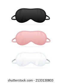 Realistic Detailed 3d Different Sleep Mask Empty Template Mockup Set. Vector illustration of Blindfold for Rest