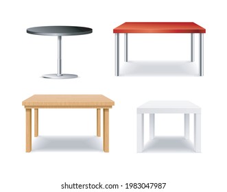 Realistic Detailed 3d Different Table Set. Vector