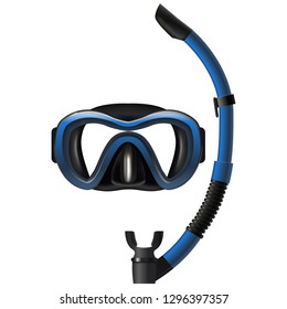 Realistic Detailed 3d Diving Mask and Snorkel Set Underwater Equipment for Sport and Snorkeling Leisure. Vector illustration