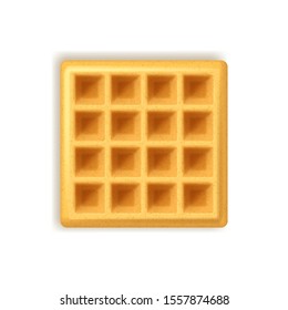Realistic Detailed 3d Empty Belgian Waffle on a White. Vector illustration of Sweet Dessert