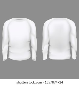 Realistic Detailed 3d Empty Men Slim-Fitting Long Sleeve Set Empty Blank Template. Vector illustration
