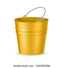 Realistic Detailed 3d Empty Plastic or Metal Bucket and Handle. Vector illustration