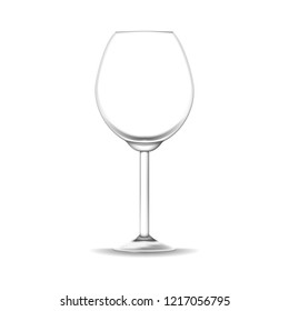 Realistic Detailed 3d Empty Wine Glass Isolated on a White Background. Vector illustration of Wineglass