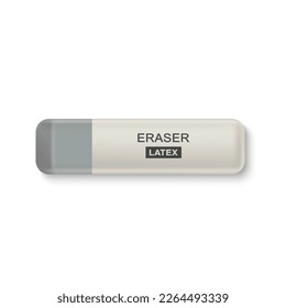 Realistic Detailed 3d Eraser Tool of School or Office Isolated on a White Background. Vector illustration