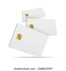 Realistic Detailed 3d Falling Blank White Mockup Plastic Credit Card. Vector illustration of Mock Up Personal Finance Object