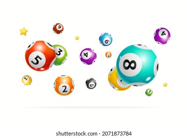 Realistic Detailed 3d Falling Lotto Ball Isolated on a White Background Lottery Game Concept. Vector illustration