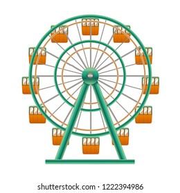 Realistic Detailed 3d Ferris Wheel Circle Attraction Element of Amusement Park. Vector illustration of Carousel Fairground Construction