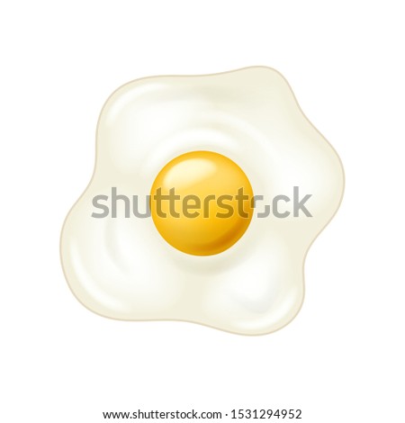 Realistic Detailed 3d Fried Egg on a White Cooked Breakfast Concept for Restaurant or Home. Vector illustration of Morning Food