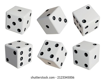 Realistic Detailed 3d Gambling Game Dice with Random Numbers of Black Dots Set. Vector illustration of Dices