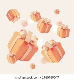 Realistic Detailed 3d Gift Boxes Seamless Pattern Background. Vector