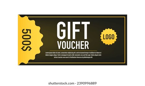 Realistic Detailed 3d Gift gold voucher. Gift voucher template. Discount voucher or gift certificate. Promotional coupon for a special discount offer. Vector illustration