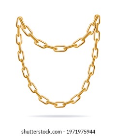 Realistic Detailed 3d Gold Chain Set. Vector