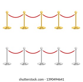 Realistic Detailed 3d Gold and Silver Barriers for Event, Award, Entertainment and Premiere. Vector illustration