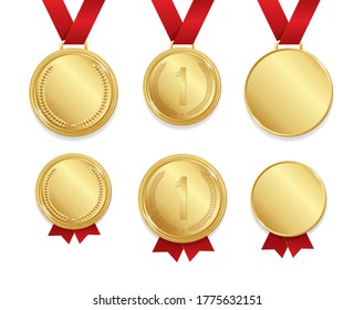Download Realistic Detailed 3d Golden Medal Empty Stock Vector Royalty Free 1775632151