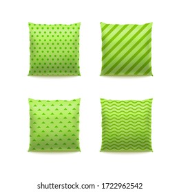 Realistic Detailed 3d Green Cushion Set. Vector illustration of Pillow