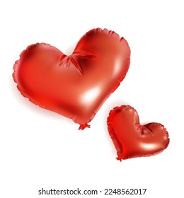 Realistic Detailed 3d Heart Shape Helium Balloons Set Valentine Holiday Concept Isolated on a White Background. Vector illustration