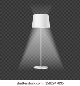 Realistic Detailed 3d Illuminated White Floor Lamp Modern Style Type on a Transparent Background. Vector illustration