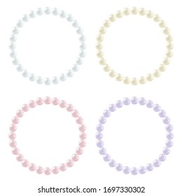 Realistic Detailed 3d Jewelry Necklace with Pearl Set. Vector illustration