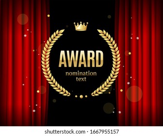 Realistic Detailed 3d Laurel Wreath Award Emblem Concept Ad Poster Card for Cinema Movie Festival. Vector illustration