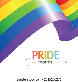 Realistic Detailed 3d Lgbtq Pride Month Card Poster Banner with Rainbow Flag on a White Background. Vector illustration