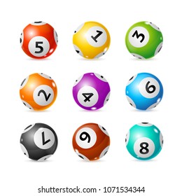 Realistic Detailed 3d Lotto Ball Set Symbol Of Chance And Luck. Vector Illustration Of Glossy Round Lottery Balls