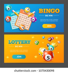 Realistic Detailed 3d Lotto Game Banner Horizontal Set Place for your Text. Vector illustration of Banners Lottery