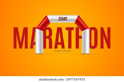 Realistic Detailed 3d Marathon Racing Start Ads Banner Concept Poster Card Symbol of Challenge. Vector illustration