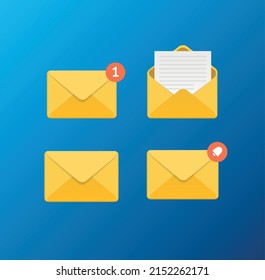 Realista Detallado 3d Mensaje Juego de iconos Comunicación Enviar concepto de correo. Iconos de correo electrónico sobre vectores