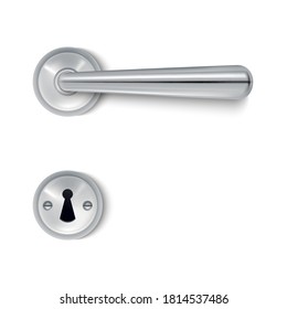 Realistic Detailed 3d Metal Door Handles and Keyhole for Home. Vector illustration of Private and Interior Concept