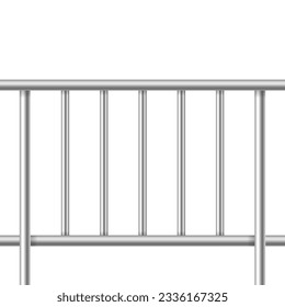 Realistic Detailed 3d Metal Fence Section Isolated on a White Background Concept of Barrier. Vector illustration
