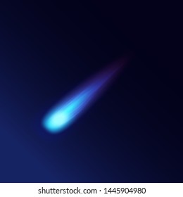 Realistic Detailed 3d Meteorites Comet Vivid Light Effect on a Background Symbol of Decoration Element. Vector illustration