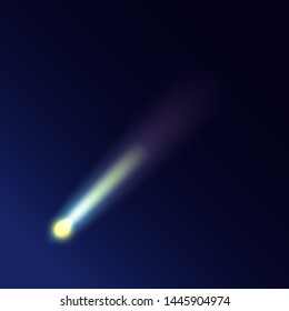 Realistic Detailed 3d Meteorites Comets Fantasy Light Effect on a Background Symbol of Decoration Element. Vector illustration