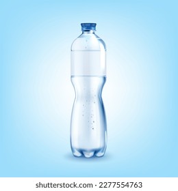 Realistic Detailed 3d Mineral Water Plastic Bottle Blank Empty Template Mockup. Vector illustration of Refreshment Healthy Drink