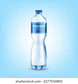 Realistic Detailed 3d Mineral Water Plastic Bottle with Label Packaging Concept. Vector illustration of Bottled Aqua svg