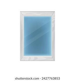 Realistic Detailed 3d Mirror Vertical Rectangular Reflective Surface for Decor Interior. Vector illustration of Mirror with Reflection on Glass