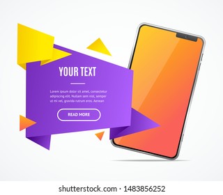 Realistic Detailed 3d Mobile Phone Banner Poster Card Template for Telephone Service. Vector illustration of Digital Technology