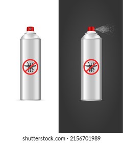 Realistic Detailed 3d Mosquito Insect Repellent Bottle Set On A White And Black Background. Vector Illustration