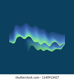 Realistic Detailed 3d Northern Aurora Lights on a Blue Sky Background. Vector illustration of Romantic Borealis